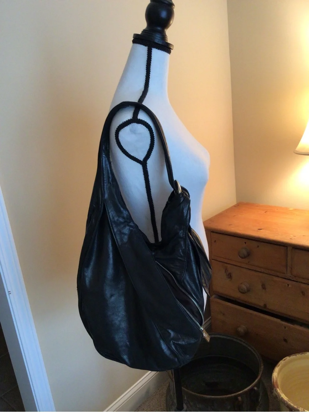 Kooba Black Slouchy Leather Hobo Bag
